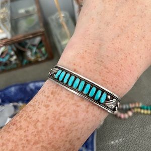Vintage Zuni Silver and Turquoise Cuff